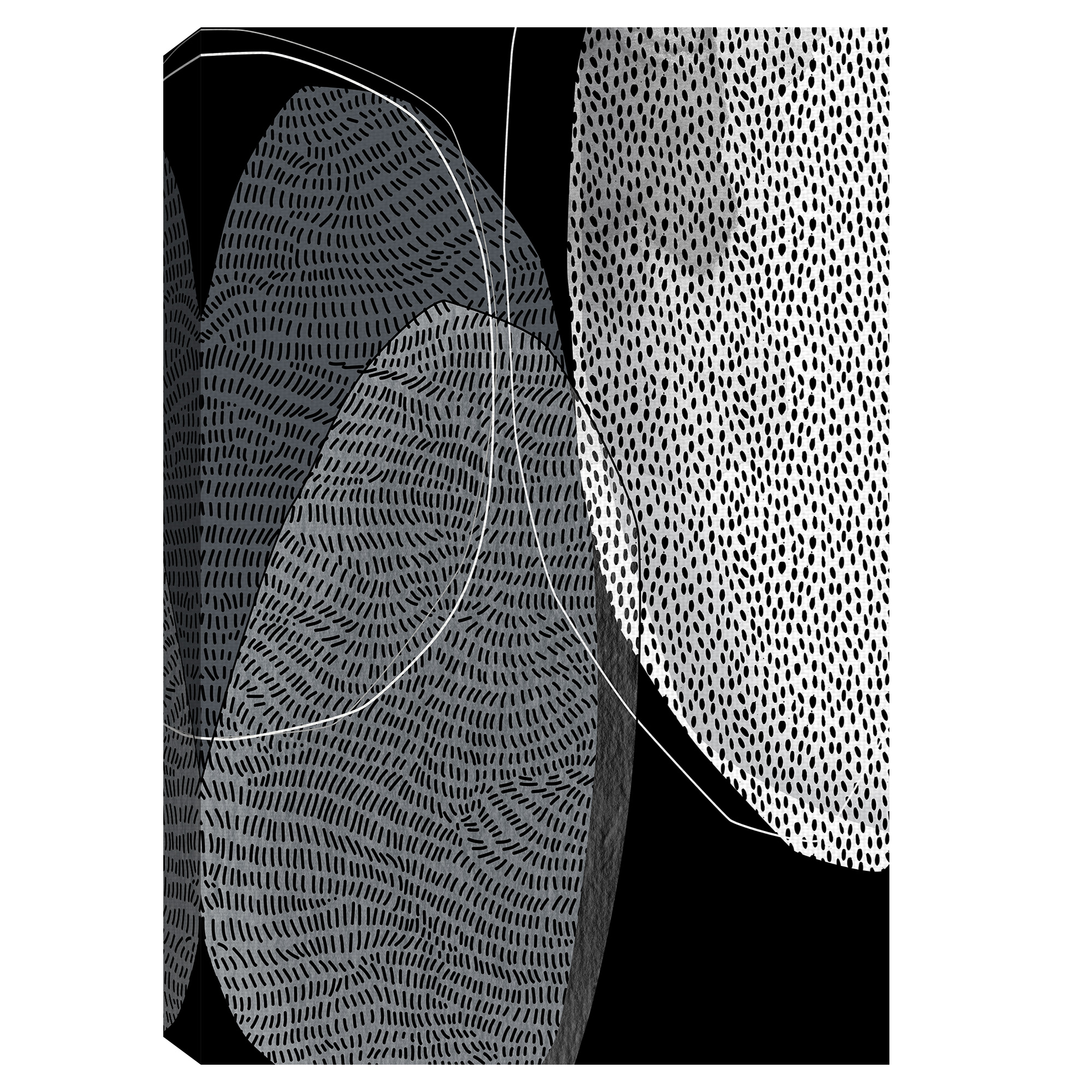 Masterpiece Art Gallery Strategy In Motion Black & White Abstract By Belle Maison Canvas Art Print 24" x 36"