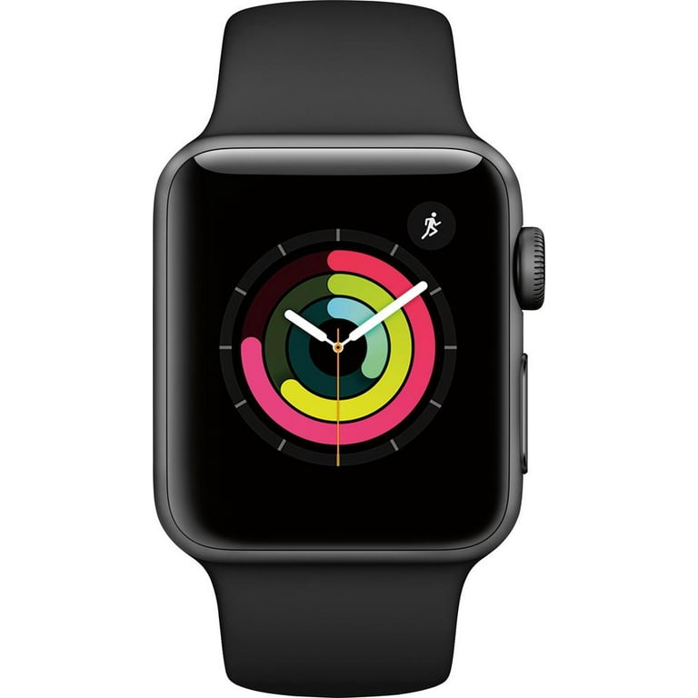 Restored Apple Smart Watch Gen 3 Series 3 38mm Space Gray Aluminum - Black  Sport Band MQKV2LL/A (Refurbished)