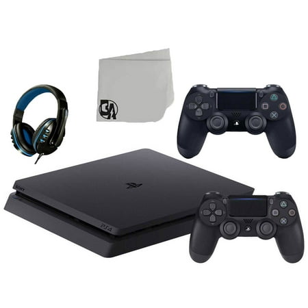 Sony 2215B PlayStation 4 Slim 1TB Gaming Console Black 2 Controller Included BOLT AXTION Bundle Used