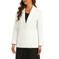 thumbnail image 4 of INSPIRE CHIC Casual Blazers for Women's Long Sleeve Lapel Open Front Button with Pockets Work Blazer Jackets S White, 4 of 6