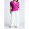 thumbnail image 3 of ELOQUII Women's Plus Size Shirred Sleeve Top With Buttons, 3 of 3