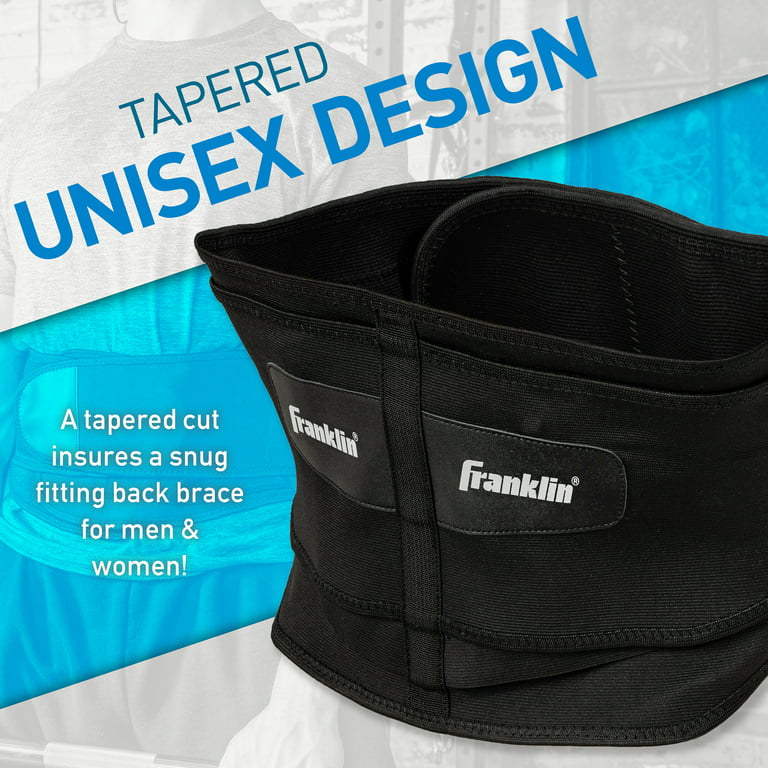 Franklin Sports Lower Back Brace - Adjustable Back Support Stabilizer -  Comfortable Lumbar Support, Pain Relief + Compression - One Size
