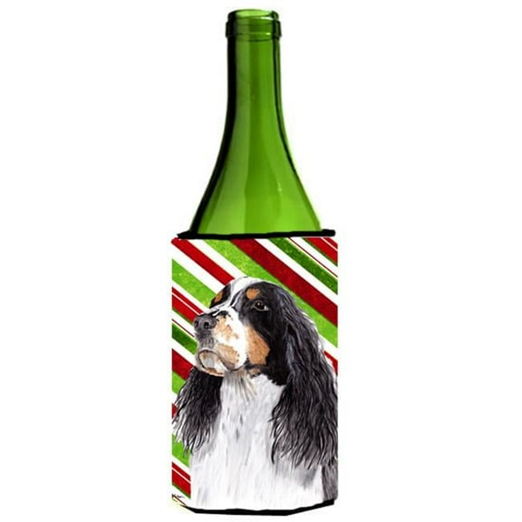 Springer Spaniel Candy Cane Holiday Christmas Wine bottle sleeve Hugger - 24 oz.