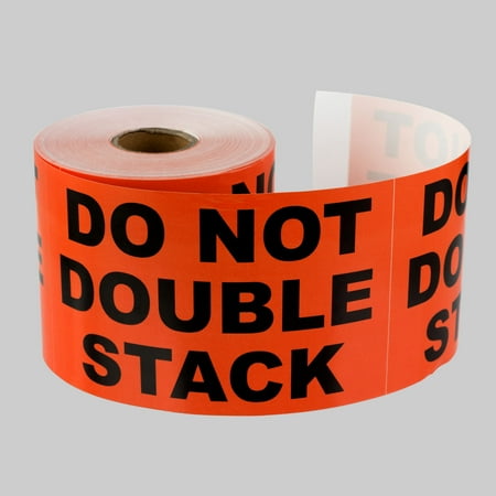 Double Happiness Stickers - Do Not Double Stack Stickers (5 x 3 inch, 300 Stickers per Roll, Orange) for Shipping & Handling