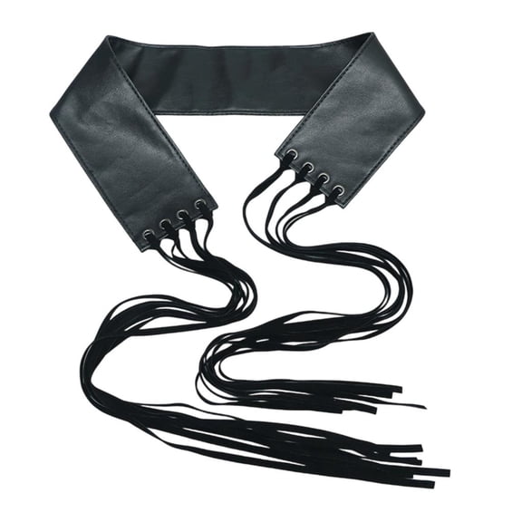MOMOJIA Trendy Long Fringed Waist Belt For Dresses Jeans Soft PU1eatherAdjustable Waist Strap Corset for Women Various Outfit