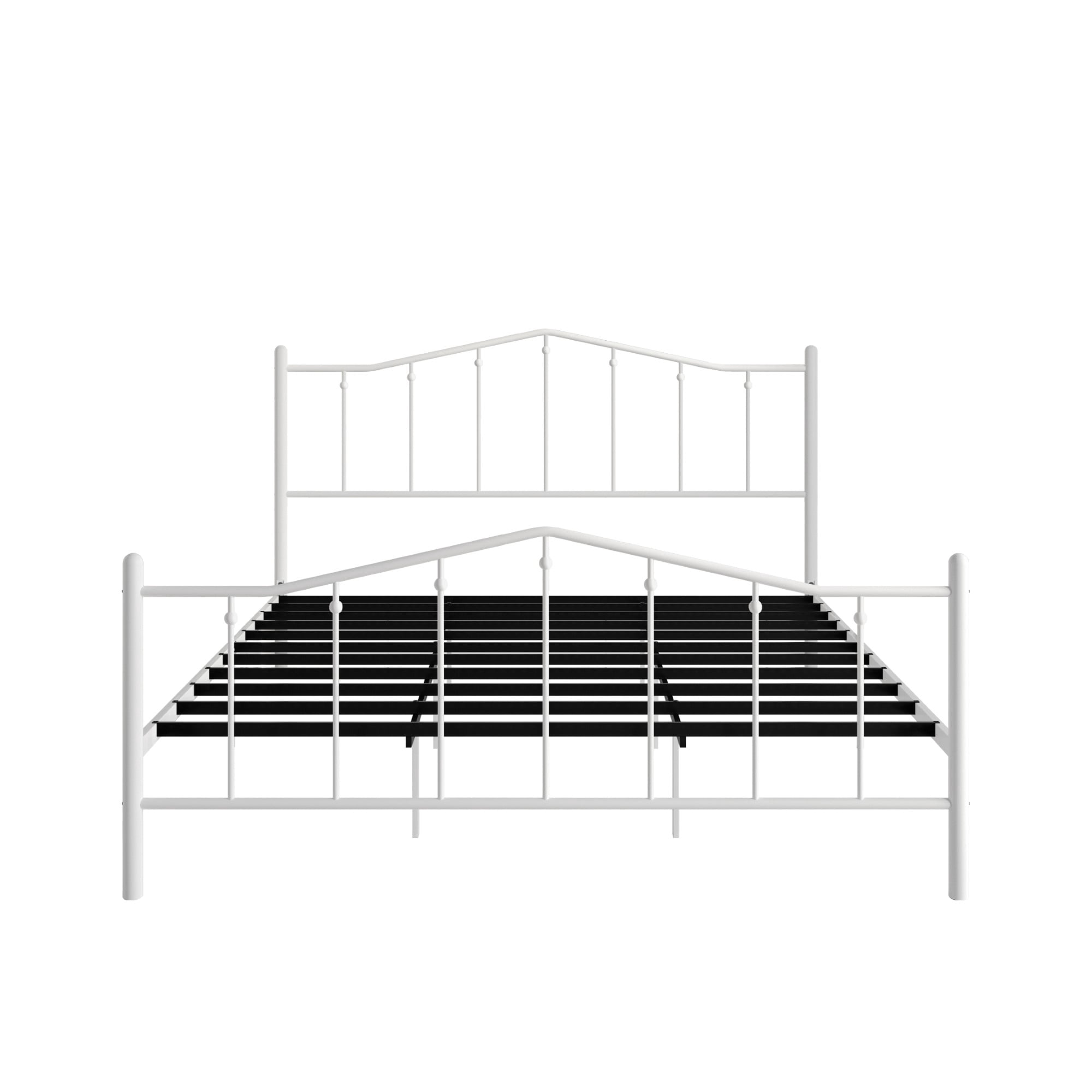 Home Design Atmore Twin Metal Platform Bed Frame, Iron Bed with Headboard & Footboard, No Box Spring Needed, White