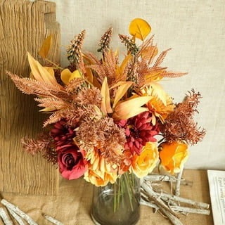 Mini Dried Flower Bouquet Red Purple Rose Dried Lavender Bunches Fall Floral Arrangements for Autumn Thanksgiving Wedding Home Table Vase Farmhouse
