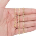 thumbnail image 4 of Nuragold 10k Real Yellow Gold Solid Figaro Link 4mm Diamond Cut Pave Chain Bracelet (7"-9") Two Tone Italian Jewelry for Men & Women, 4 of 9