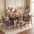 thumbnail image 3 of Hawsaiy Dining Chairs Set of 6, Upholstered Fabric Dining Room Chairs, Mid Century Modern Kitchen Chairs with Solid Wood Legs & Cross-Brace Support, Farmhouse Side Chairs for Dining Room, Brown, 3 of 10