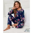 thumbnail image 5 of Pyjama à Manches Longues pour Femmes, Col Rond Doux, FP-Bleu Marine, 5 of 5