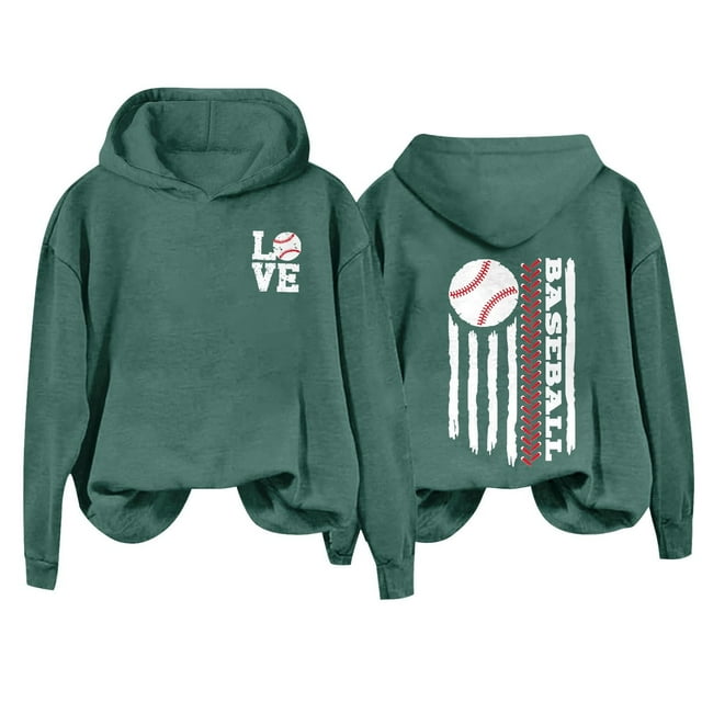 WZXFASHION Chandail à Capuchon à Manches Longues de Baseball pour Femmes à Imprimé de Lettres Économies du Printemps Liquidation Chandail de designer à Enfiler