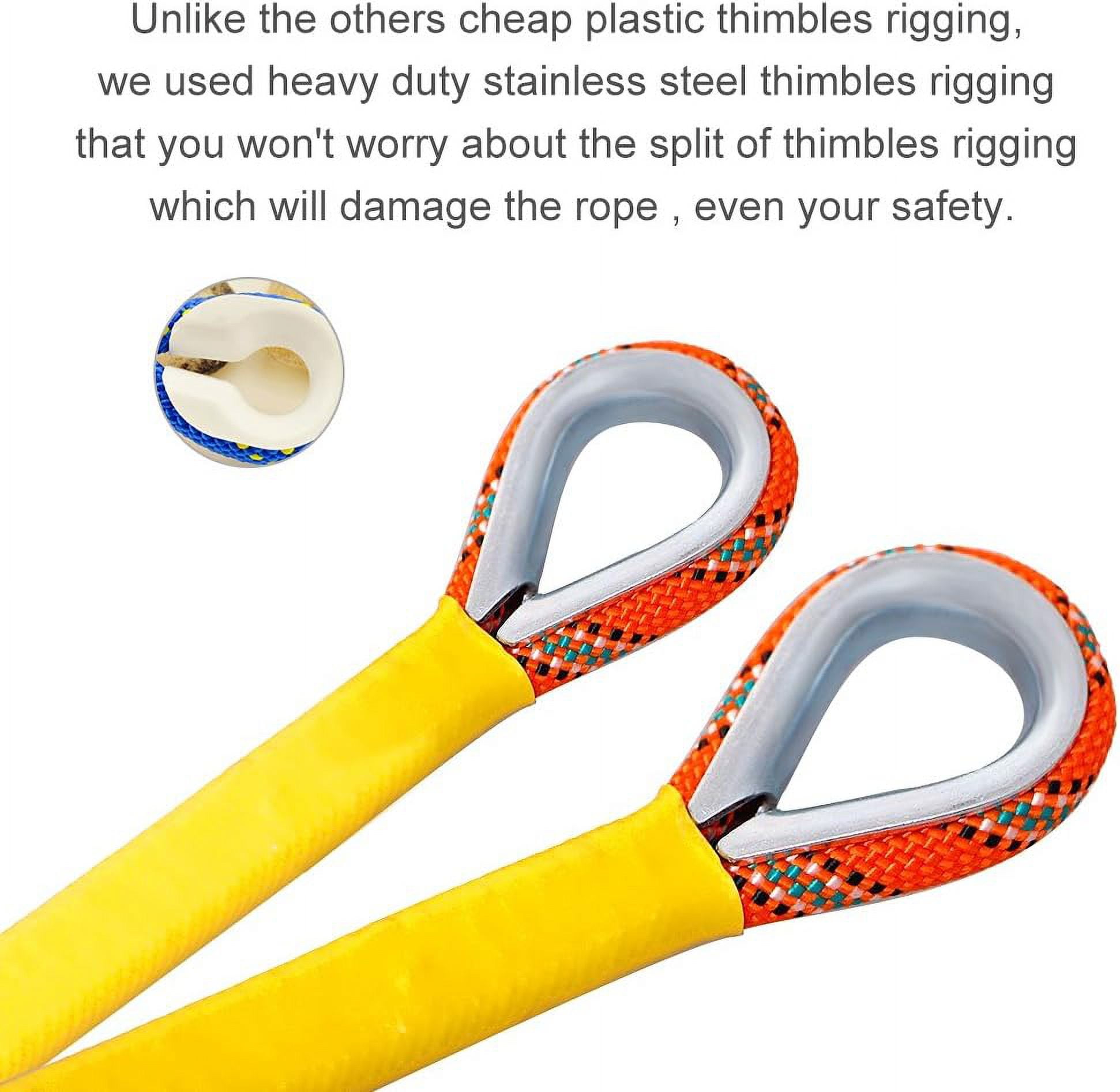 Aystkniet Professional-Grade Static Climbing Rope (Orange 10M/20M, Blue 50M) - Fire Rescue, Rock Climbing, Survival Gear with Carabiners, 8mm, 15KN Load Capacity