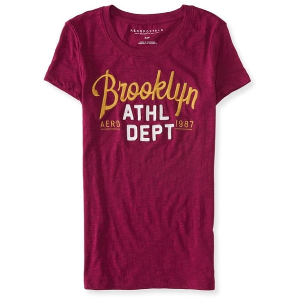 Camiseta adornada Aeropostale Brooklyn Script para mujer morado mediano