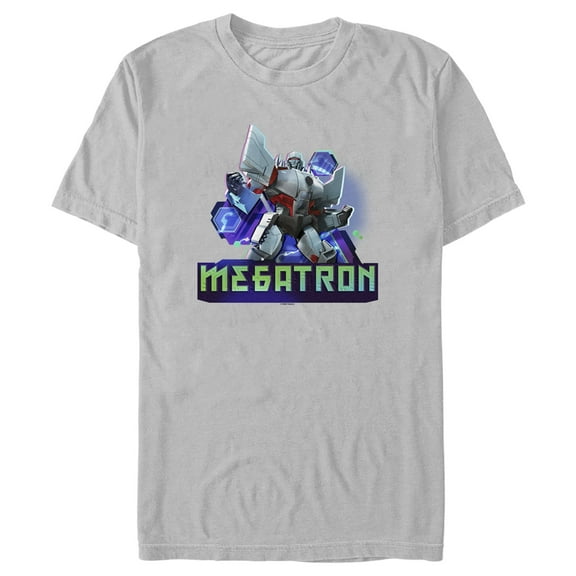 Men's Transformers: EarthSpark Megatron Badge  Graphic Tee Silver 2X Large