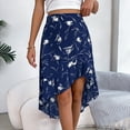 thumbnail image 2 of qolati 2023 Women's Summer Floral Boho Skirts Elastic High Waist Irregular Hem Midi Skirt Lightweight Slim Fit Flowy A-Line Beach Skirt, 2 of 7