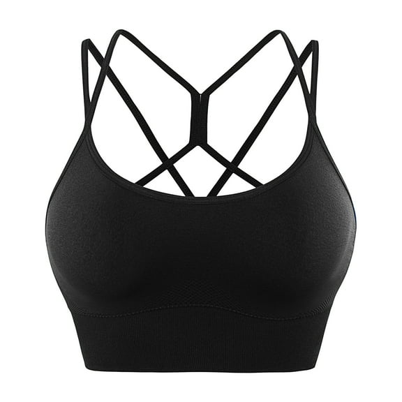 Aayomet Sports Bras for Women Sports Bra for Women Padded Medium Support Criss Cross Strappy Bras Seamless High Impact Yoga Exercise Athletic Bras (Black,S)