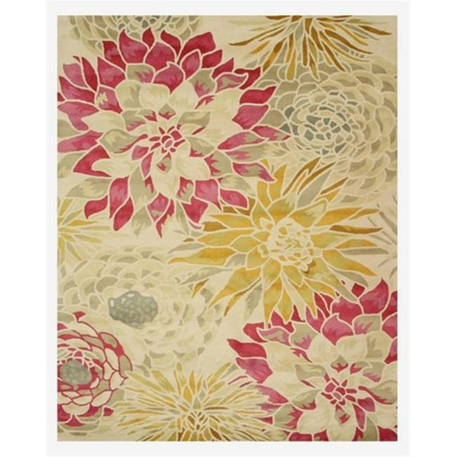 EORC T124IV 5 x 8 ft. Charlotte Ivory Hand Tufted Wool Sunflower Rug