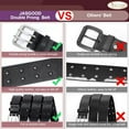 thumbnail image 2 of CAREFORM Men Double Prong PU Leather Belt Casual Work Heavy Duty Belt Double Grommet Holes Belt for Jeans, 2 of 7