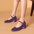 thumbnail image 4 of YDN Women Lovely Closed Toe Low Block Heel Pumps Chunky Adjustable Strap Buckle Mary Janes Fashion Ballroom Dress Shoes Size 11 Purple, 4 of 4