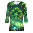 thumbnail image 5 of successthop St Patricks Day 3/4 Sleeve Tops for Women Green Plus Size Crew Neck Polyester Casual St. Patricks Day Blouse Tops for Irish Themed Gifts L, 5 of 5