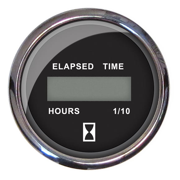 Faria 13715 Chesapeake Contador de horas digital de acero inoxidable (12-32 VCC) - 2", negro