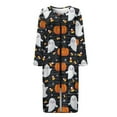 thumbnail image 4 of Xoenoiee Ghost Pumpkin Spider Candy Corn Print Zip Up Robes Nightgowns for Women Halloween Night Gown Long Sleeve Ladies Nightgowns Round Neck Sleepwear Sleep Dress, Size L, 4 of 7