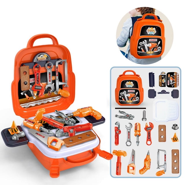 QJUHUNG Pretend for Play Early Educational for Play House Kit Engineer Simulation Repair Drill Tools Bags Plastic Toolbox