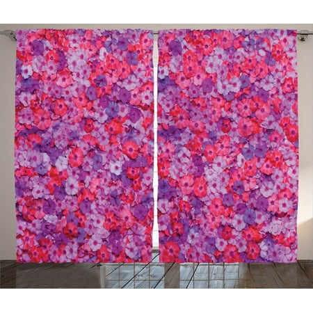 Bedroom Decorating Ideas - House Decor Curtains 2 Panels Set, Flowers Pattern Flowering Aromatic Vibrant Colors Decorating Artwork, Living Room Bedroom Accessories, Gift Ideas, By Ambesonne