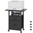 thumbnail image 2 of HIGDBFE File Cabinets with 2 Drawer, Rolling Fabric Filing Cabinet with 24'' Large Tabletop, Printer Stand for Home Office, Fits A4/Letter Size, Rustic Black, 2 of 11