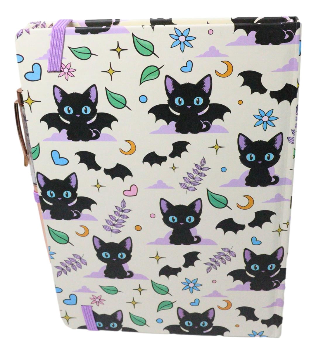 Cute And Creepy Bat Winged Cats Mystical Spell Notebook Journal Lined Page A5