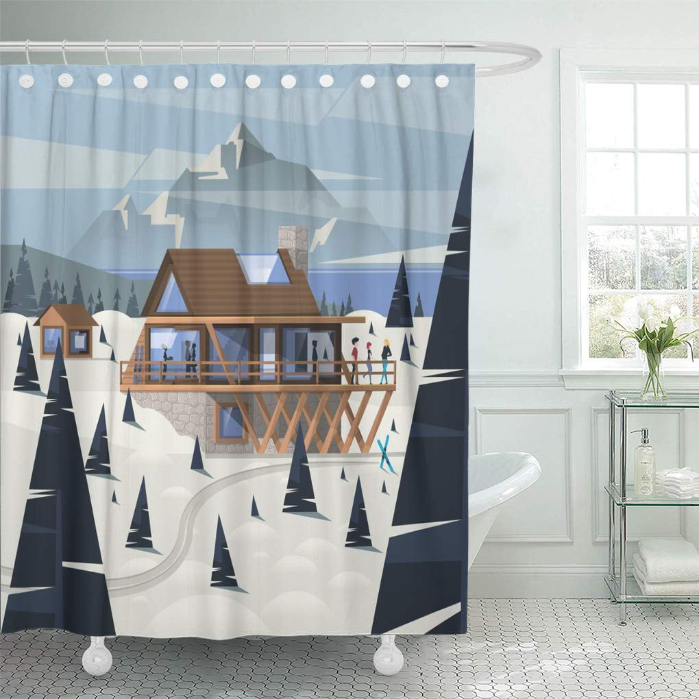 Dragon on The Mountain Bathroom Shower Curtain Waterproof Fabric 12 Hooks 71*71“ 