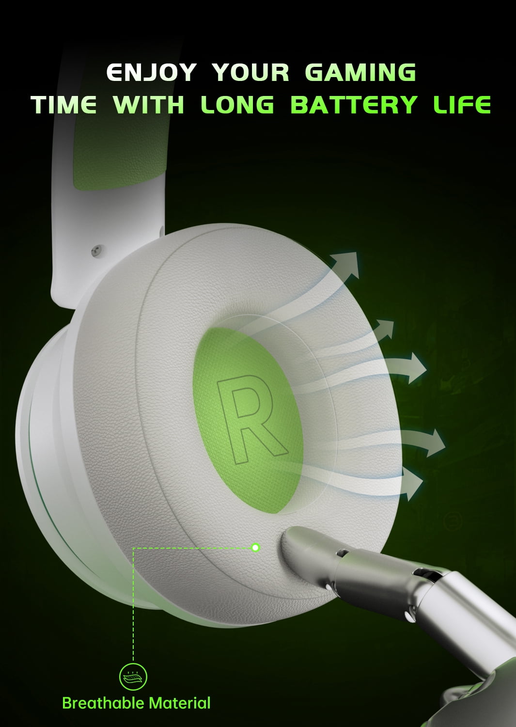 FONHAID 2.4GHz Wireless Gaming Headset for Xbox Series X|S, Xbox One, PS5/PS4, Mac, Switch, Bluetooth 5.3 Gaming Headphones with Detachable Noise Canceling Mic, 45H Battery, 50mm Drivers - Green