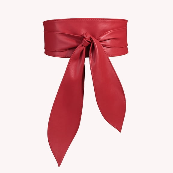 ERDOUY Large size Women Belt Fashion Wrap Around Wide Waistband Knotted Belt for Dress (Red)