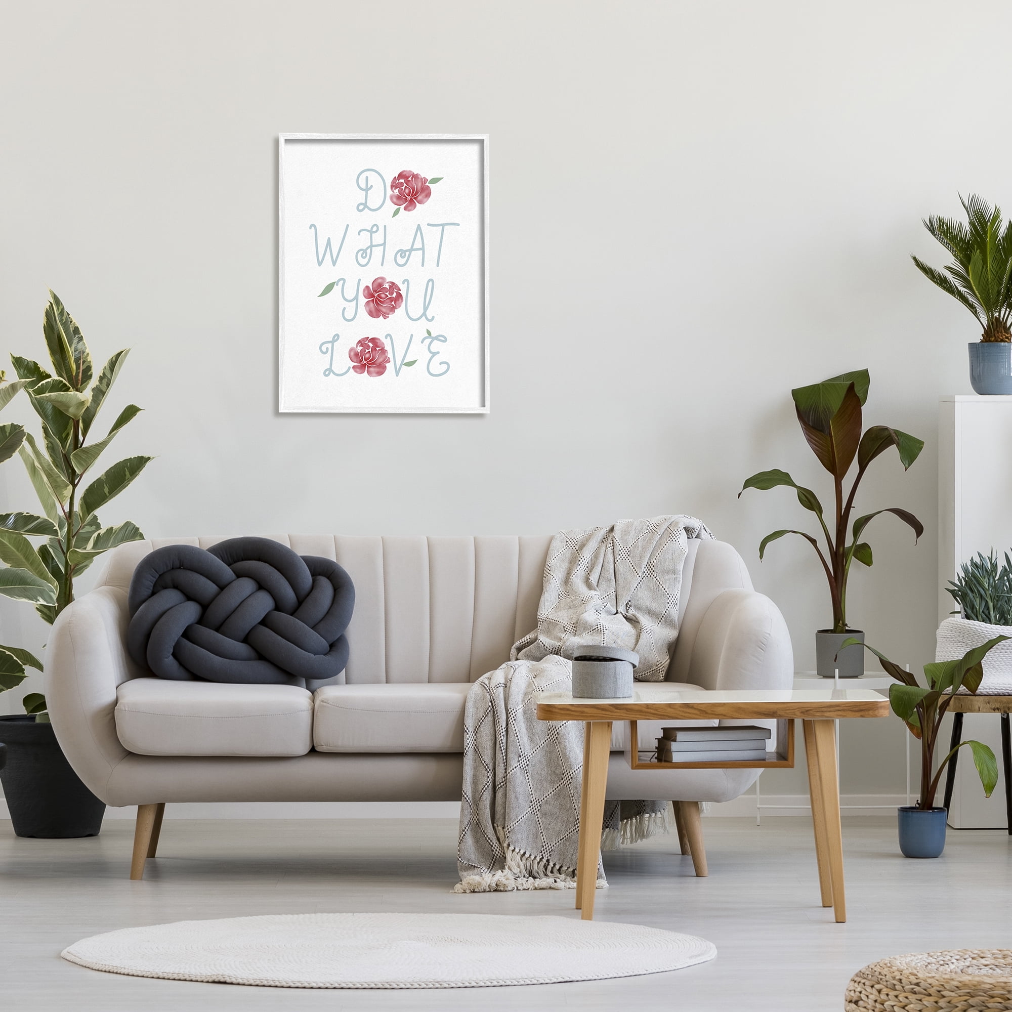 Stupell Industries Do What You Love Expression Red Rose Florals Inspirational Painting White Framed Art Print Wall Art, 24 x 30