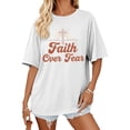 thumbnail image 7 of Ankishi Faith Over Fear Shirts for Women Round Neck Women Religious Tshirts Short Sleeve Summer Tops for Streetwear, 7 of 7