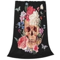 thumbnail image 2 of Skull Flower Blanket Floral Skull Print Throw Blanket Super Soft Warm for Bed Sofa Gift for Halloween 50"x40", 2 of 7