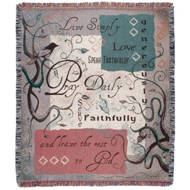 Pray Daily Inspirational Religious Tapestry Throw Blanket 50" x 60