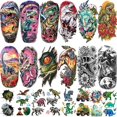 thumbnail image 1 of wonima02 77 Sheets Dinosaur Temporary Tattoos for Kids Adult, Large Triceratops T-Rex Skull Raptor Claw Dinosaur Fake Tattoos for Boys Girl, Tiny Dino Tattoo for Birthday Party Favors T-rex Decoration, 1 of 1
