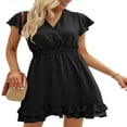thumbnail image 3 of MesaSe Robe de Grossesse Courte d'Été pour Femmes à Manches Courtes, Col en V, Pois Suisses, Robe de Baby Shower, 3 of 6