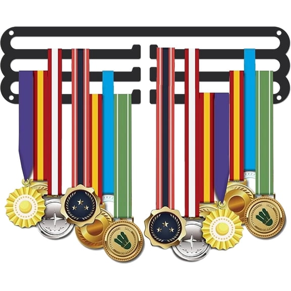 Sports Medal Hanger Display Upgrade Non-Slip Medal Holder Running Marathon Rack Medal Iron Shelf Medal Rack Wall Mounted Race Medal Hanger Medal Award Rack Gift for Athletes Kids