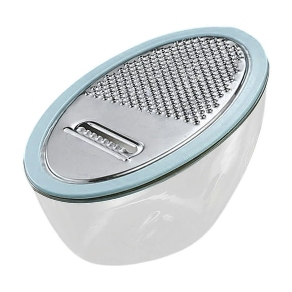 CuiLiyq 2 in 1 Vegetable Slicer with Storage Box, Stainless Steel Cheese Box Grater, Food Chopper, Wave Cutter, Kitchen Multi Purpose Grater for Potatoes, Carrots, Zucchini, Onions (Blue)