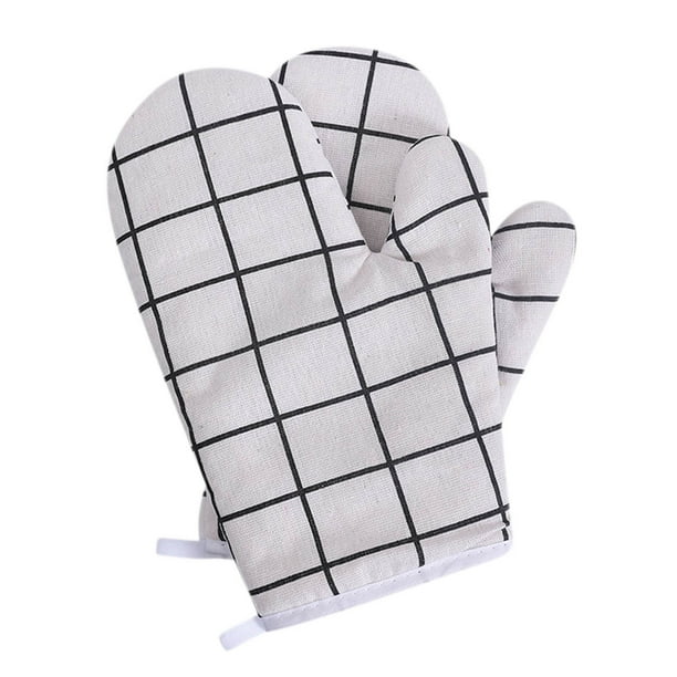 Guantes de horno resistentes al calor | Aislamiento de algodón de doble capa | Agarre antideslizante y diseño para colgar | Paquete de 2 guantes de cocina para microondas