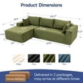 thumbnail image 2 of New 108" Plush Corduroy Cloud Couches Sectional Sofa with L-Shaped Modular Boneless Sofa for Living Room with Convert Left/Right Facing, No Assembly(Green, Left Facing Chaise), 2 of 9