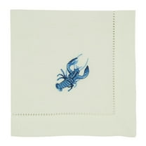 20 in. Embroidered Lobster Square Table Napkins, White - Set of 4