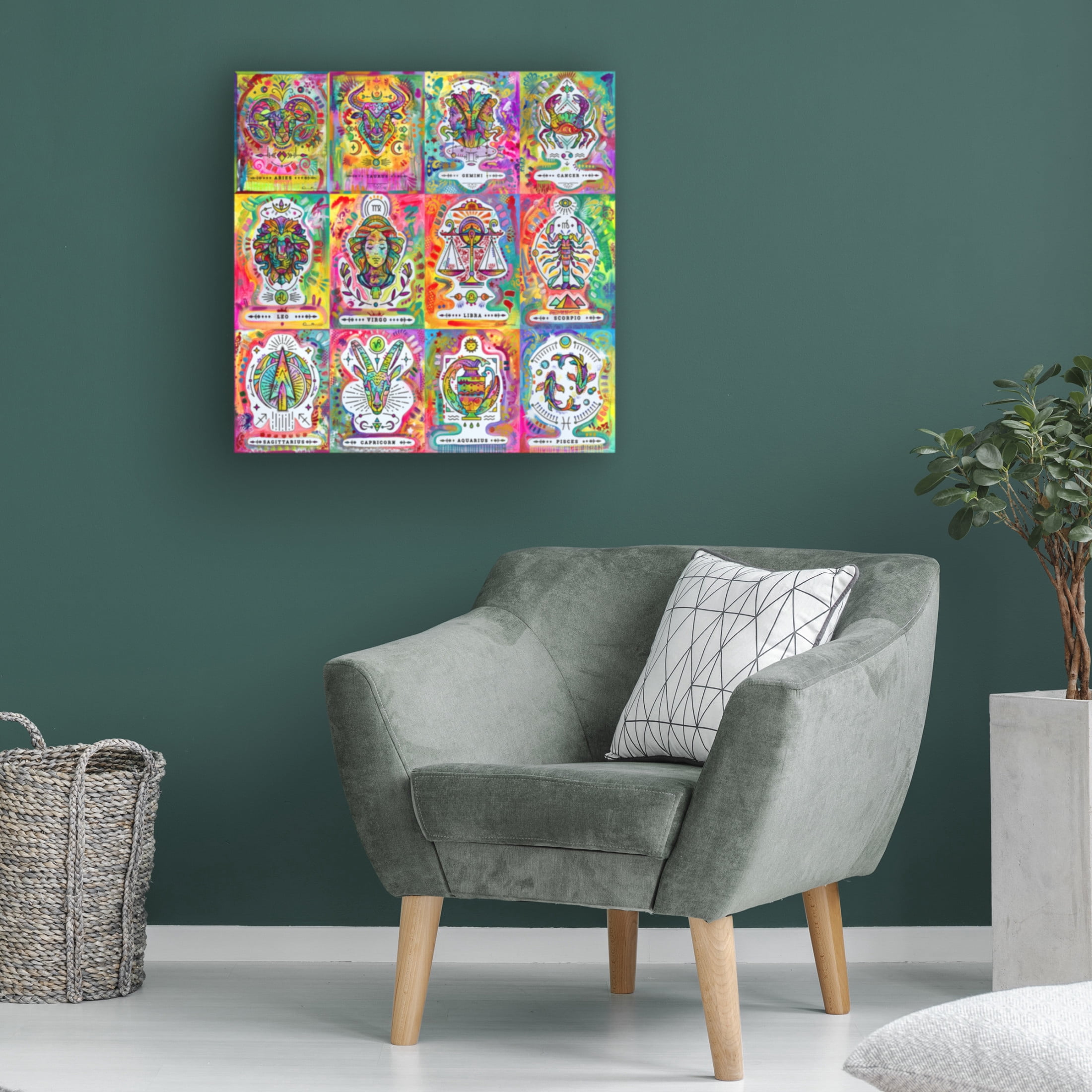 Canvas Wall Art - Dean Russo 'Zodiac Calendar' Wall Art for Living Room, Bedroom, or Office Décor by Trademark Fine Art - 14 x 14 Inches