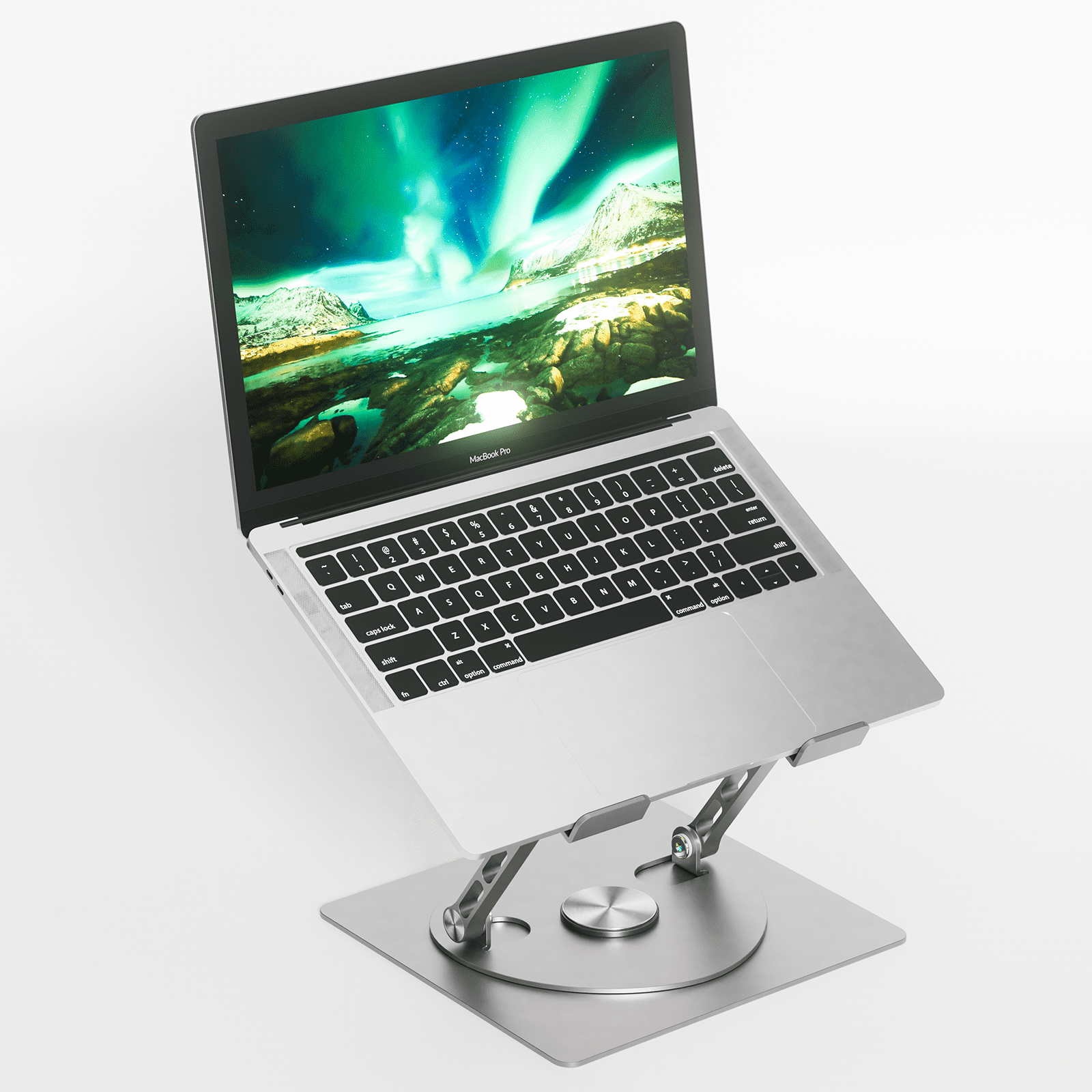 Ivoler Adjustable Laptop Stand With 360° Rotating Base, Ergonomic Silver
