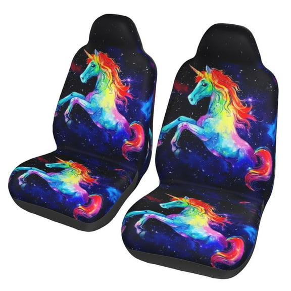 KAKALAD Galaxy Rainbow Unicorn 04 Car Accessories Seat Covers Set Vehicle Seat Covers Universal Front Seats Protector 2 Pcs