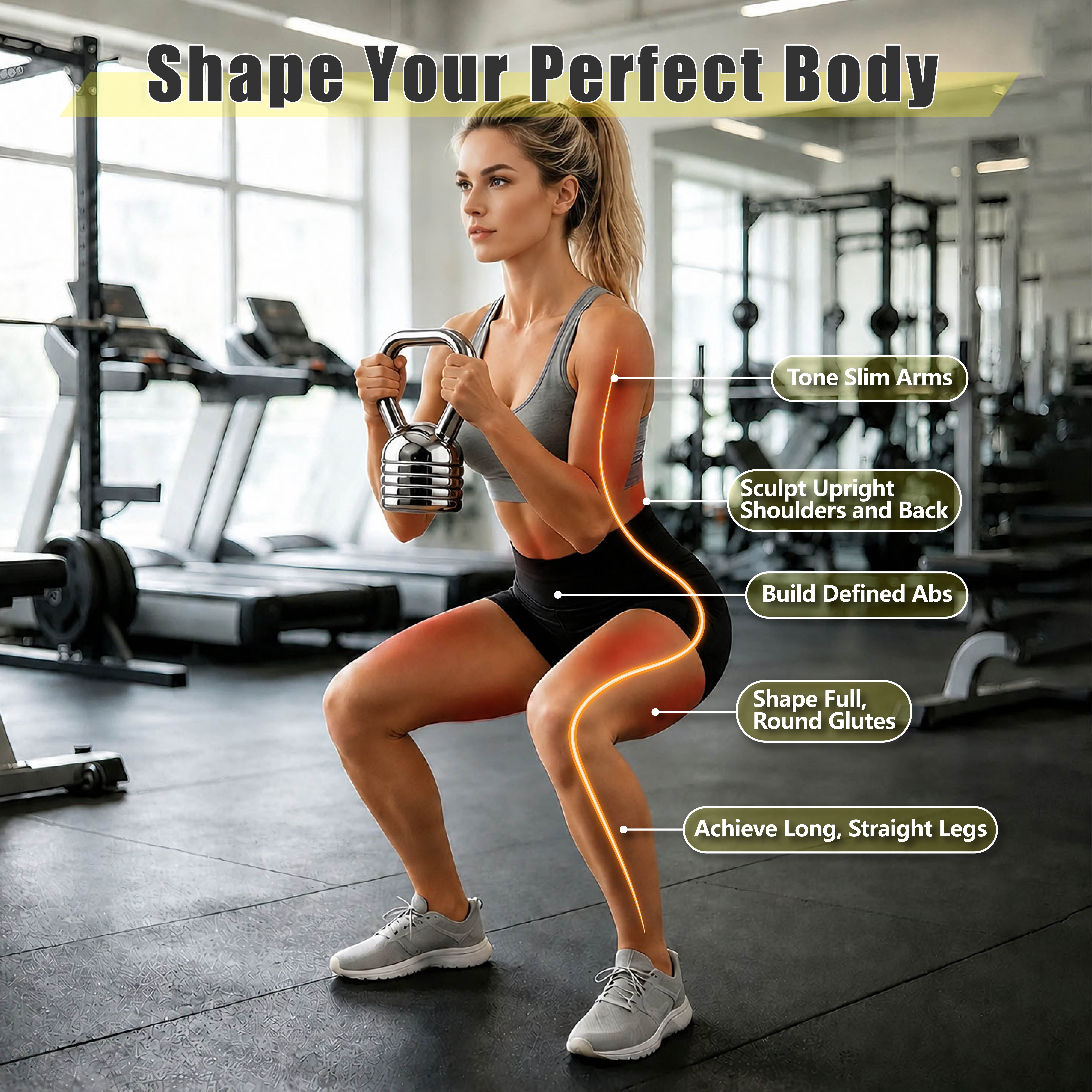 ARVIVO Adjustable Kettlebell Handle Set for Strength Training 10lb Home GYM Workout Sliver