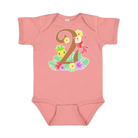 

Inktastic Tropical second birthday party parrot pineapple Gift Baby Boy or Baby Girl Bodysuit