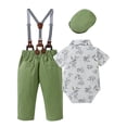 thumbnail image 4 of CARETOO Baby Boy Suit Clothes 0-24M Formal Short Sleeve Floral Dress Shirt Suspender Pants Hat Set, 4 of 13